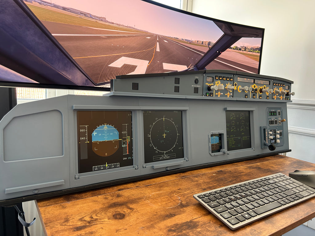 Airbus A320 MIP Cockpit – Fully Assembled Flight Simulator Desktop Rig (Extended Captain with Glare Support)