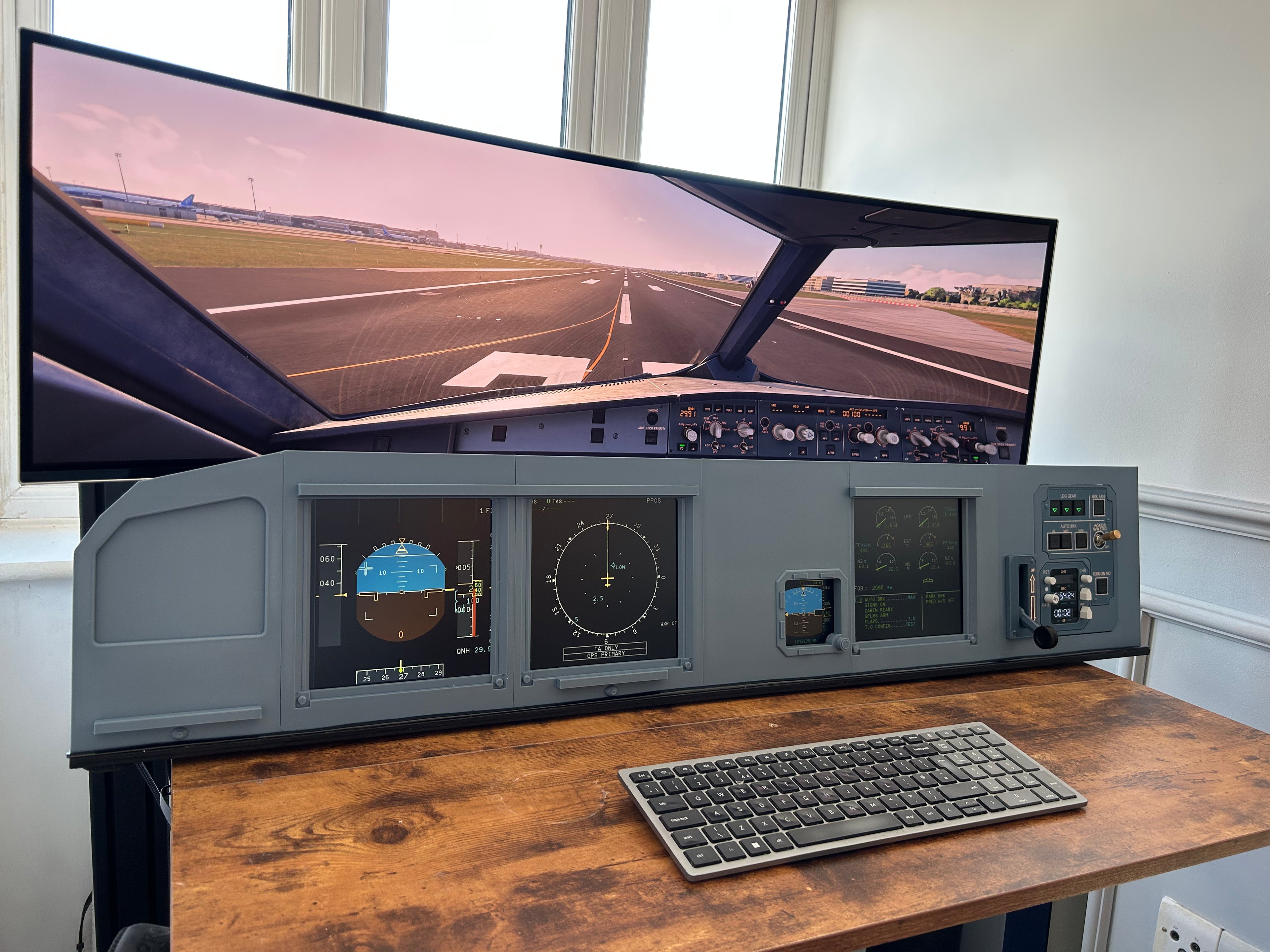 Airbus A320 MIP Cockpit – Fully Assembled Flight Simulator Desktop Rig (Extended Captain without Glare Support)