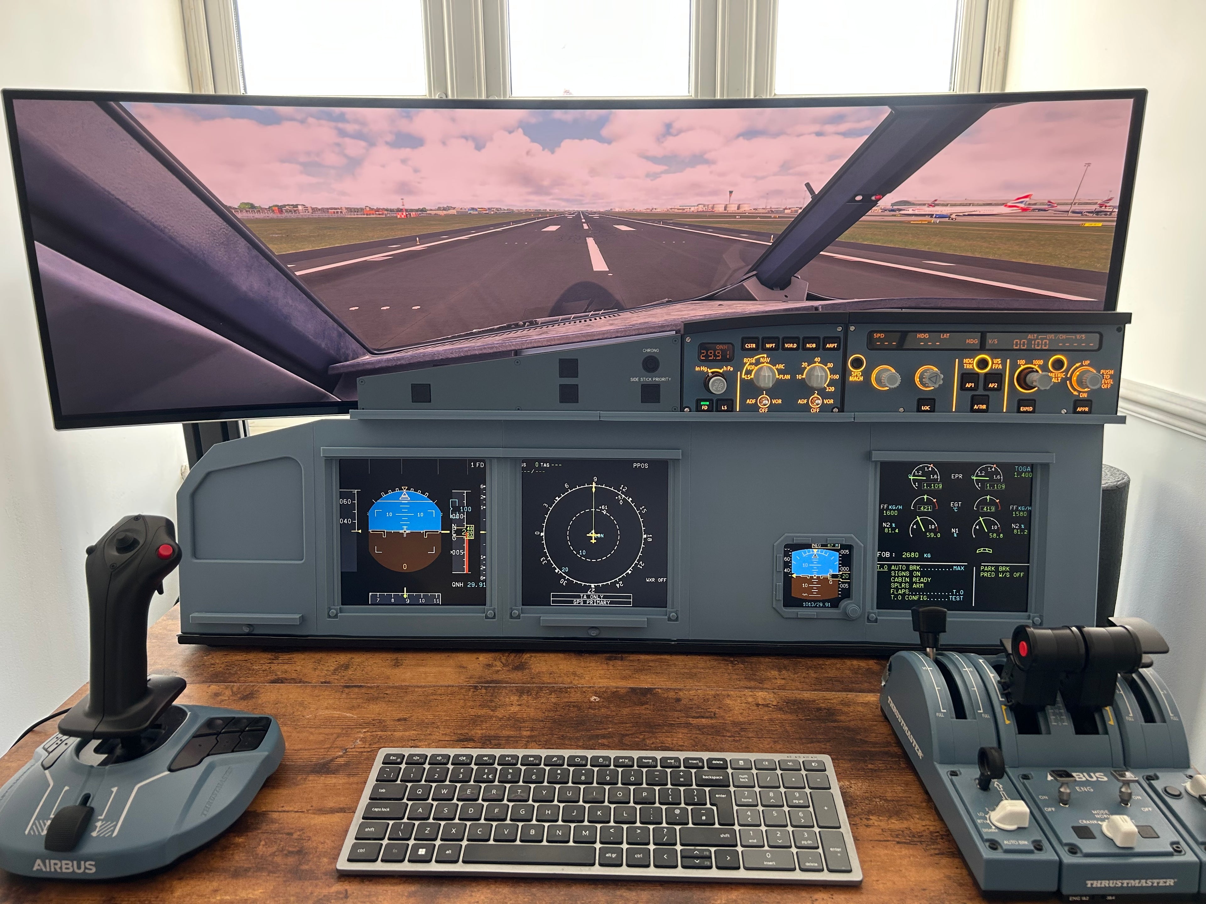Airbus A320 MIP Cockpit – Fully Assembled Flight Simulator Desktop Rig (Full Captain with Glare Support)