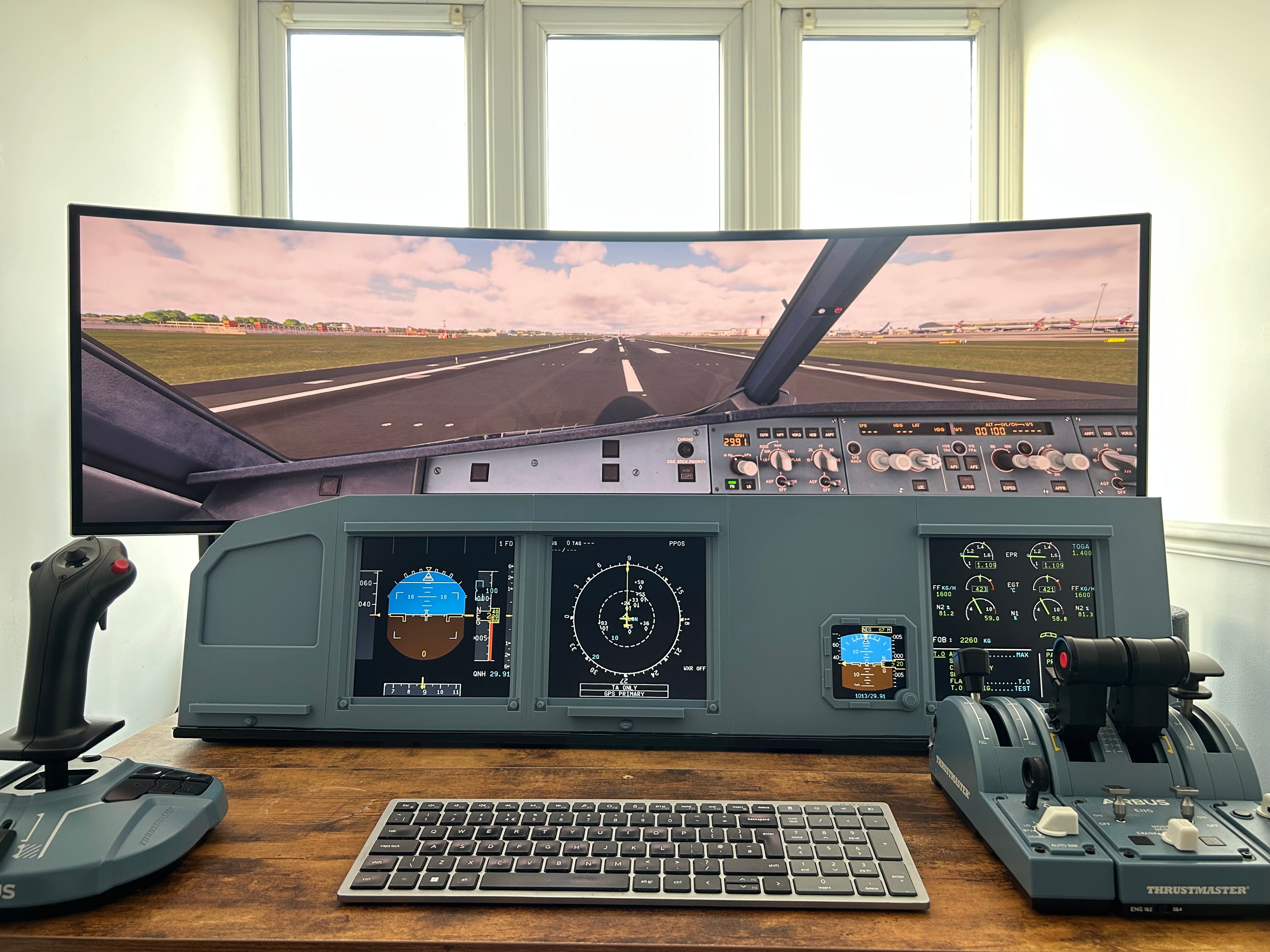 Airbus A320 MIP Cockpit – Fully Assembled Flight Simulator Desktop Rig (Full Captain without Glare Support))
