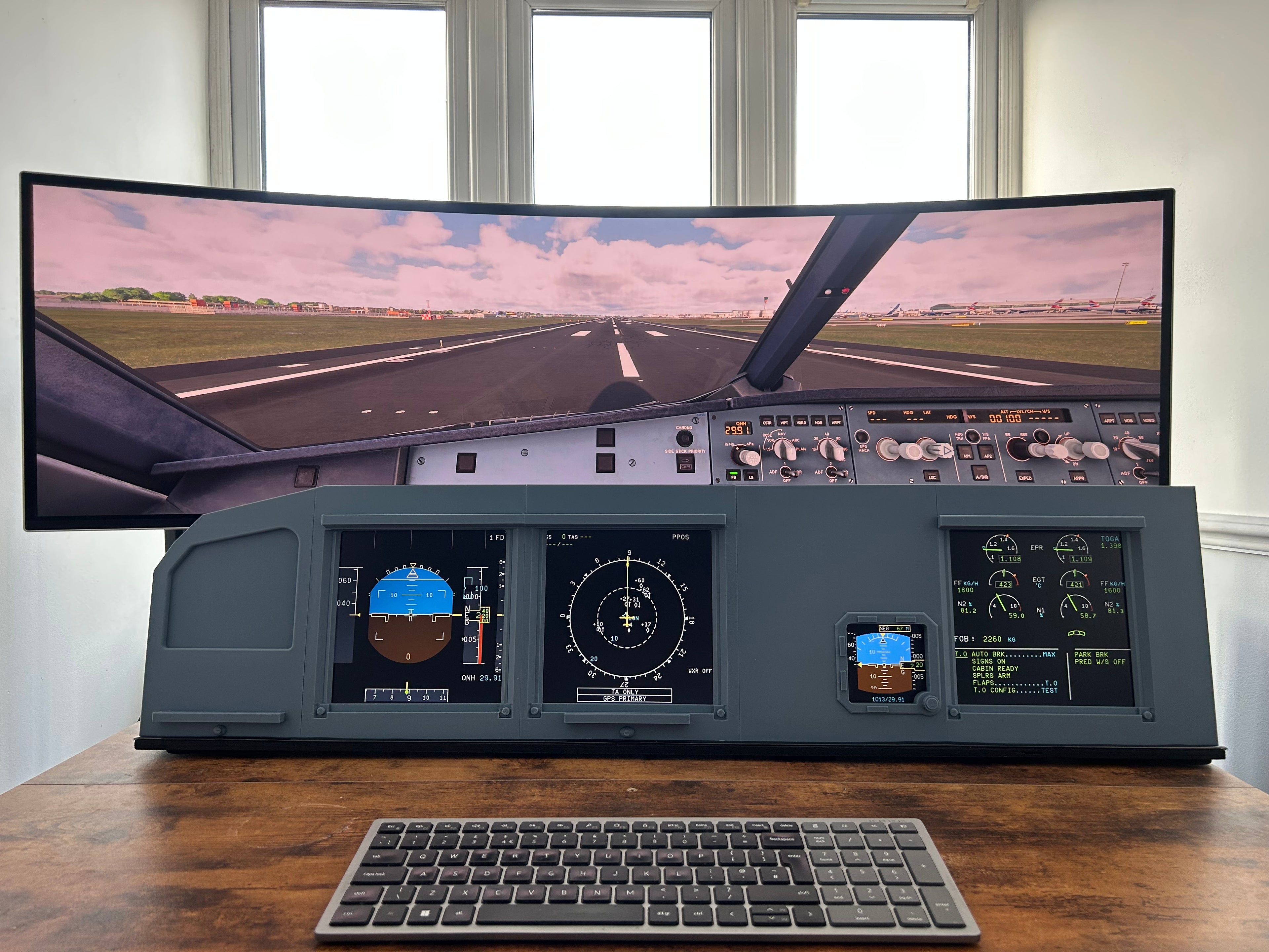 Airbus A320 MIP Cockpit – Fully Assembled Flight Simulator Desktop Rig (Full Captain without Glare Support))