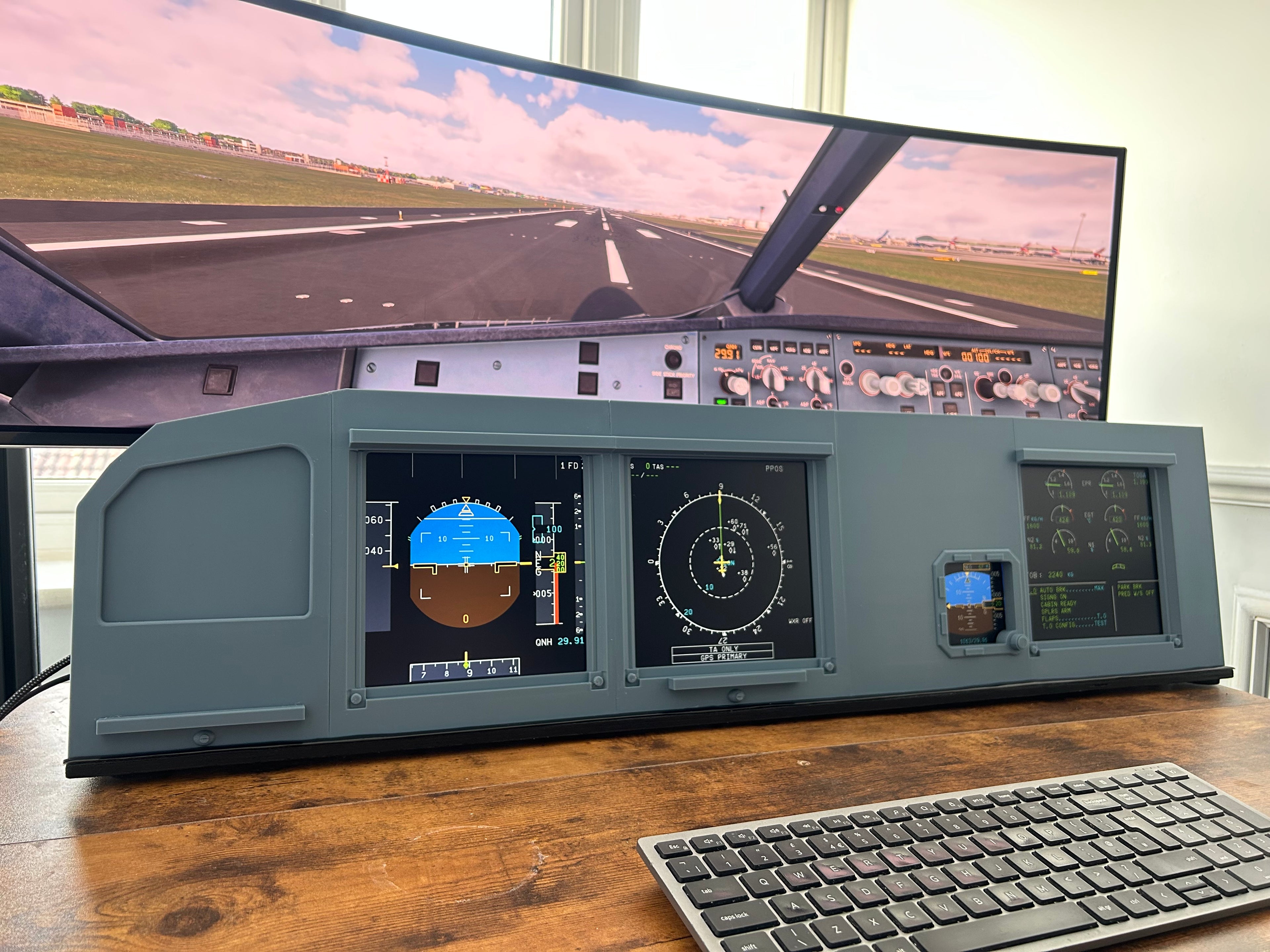 Airbus A320 MIP Cockpit – Fully Assembled Flight Simulator Desktop Rig (Full Captain without Glare Support))